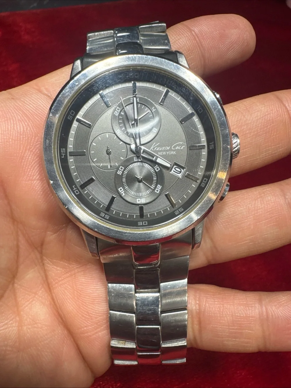 Kenneth Cole New York Chronograph Stainless Steel Watch Working Gray Dial